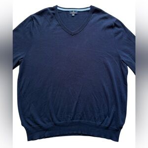 Brooks Brothers Supima Cotton V Neck Sweater Mens XXL Navy Lightweight Pullover